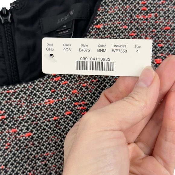 NWT J. Crew Tweed 3/4 Sleeve Sheath Dress Gray Coral Size 4 Style E4375 Career - Picture 15 of 16